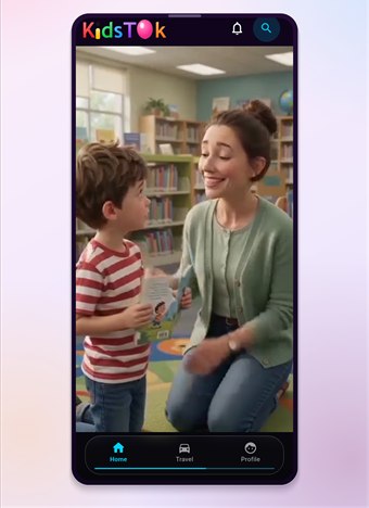 The KidsTok video feed