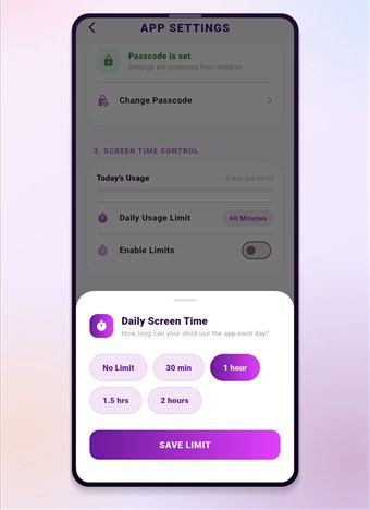 Daily screen time limits